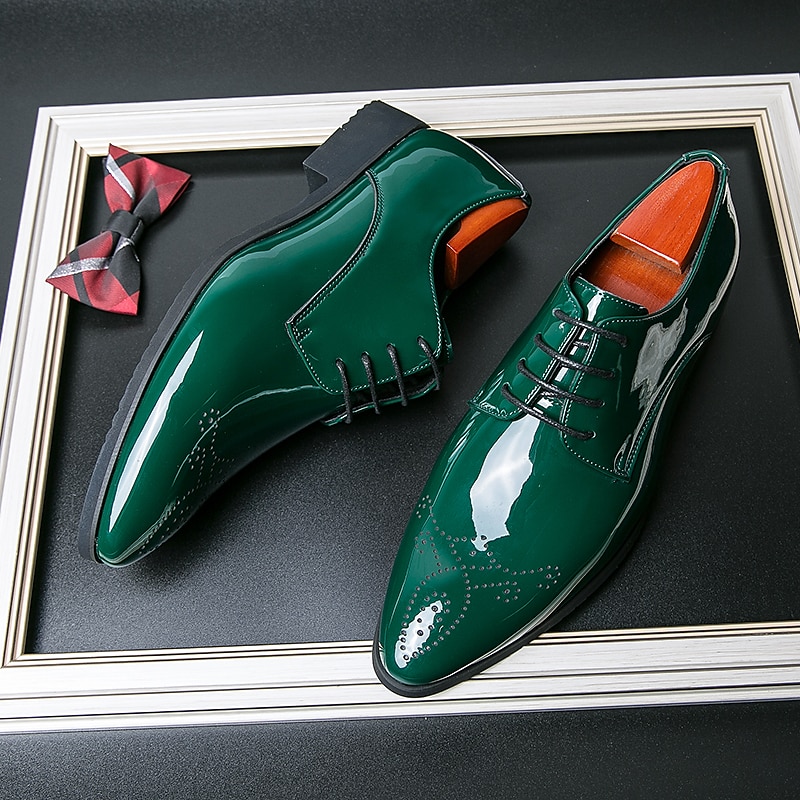 Herren Outdoor Derby-Schuhe Bullock Schuhe Abendschuhe Karierte Schuhe im britischen Stil Geschäftlich Britisch Party & Abend St. Patricks Day PU Schnürsenkel Schwarz Grün Farbverlauf Frühling Herbst 2025 - $54.99 –P7