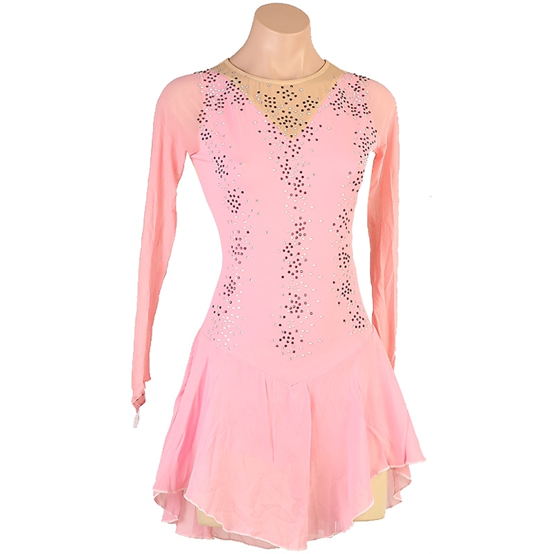 Rochie de Patinaj Artistic Pentru femei Fete Πατινάζ στο πάγο Rochii Roz Prăfuit Peteci Plasă Înaltă Elasticitate Antrenament Competiție Ținută Patinaj Clasic Cristale / Strasuri Manșon Lung Patinaj 2025 - $82.99 –P1