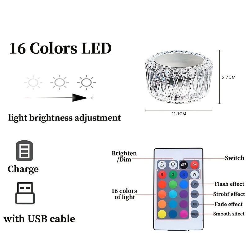 птичье гнездо хрустальная настольная лампа ночник окружающий свет 16 цветов rgb с регулируемой яркостью сенсорный пульт дистанционного управления 1200 мАч перезаряжаемая декоративная настольная лампа 2026 - $18.99 –P10