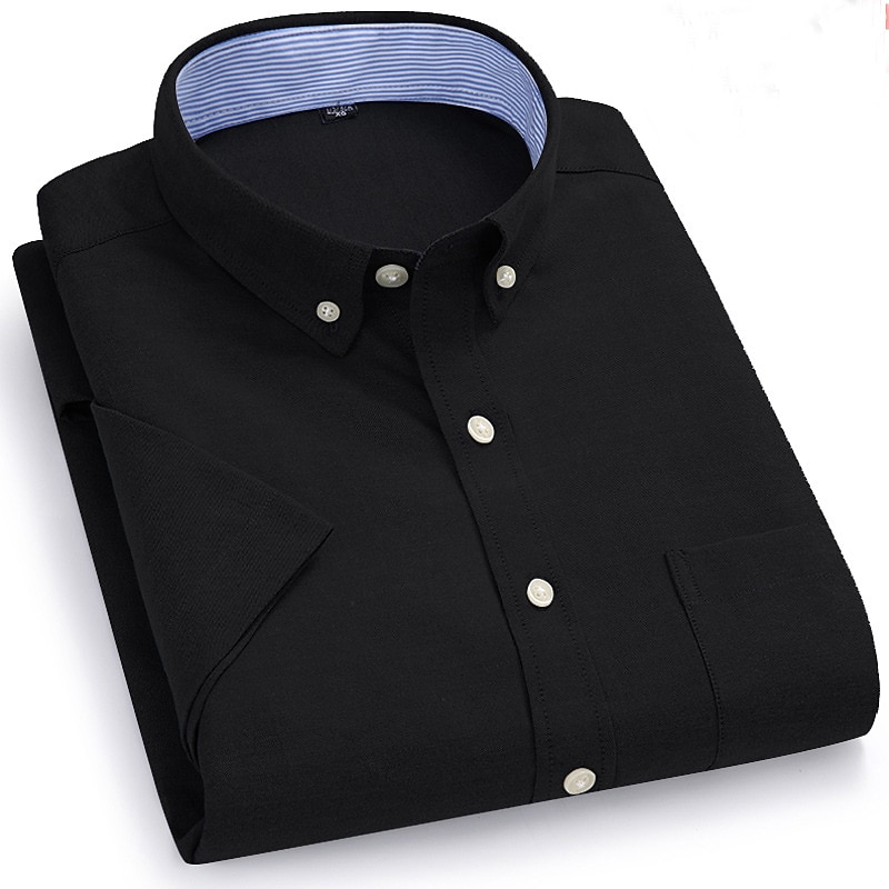 Herr Skjorta Button Down skjorta Icke-järnskjorta Oxford skjorta Enfärgad / vanlig färg Bröllop Kontor & Karriär Svart Vit Gul Mörk marin Kortärmad Tröjkrage Vår & sommar Kläder 2025 - $21.99 –P7