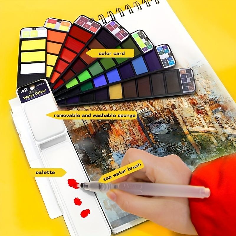 peinture aquarelle solide en forme d'éventail de couleur supérieure 18/25/33/42 ensemble d'outils de peinture aquarelle sécurité des enfants peinture aquarelle lavable non toxique mini fournitures de peinture de voyage portables de 2026 ? $18.49 –P6