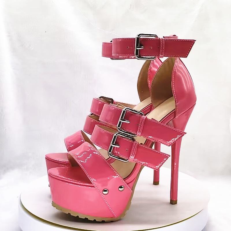 sandali con tacco a spillo in vernice nera da donna – sandali sexy con tacco alto e cinturini regolabili con fibbia per feste e occasioni speciali del 2026 a $84.99 –P2