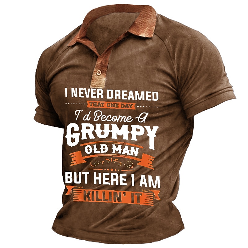 Men's Funny Polo Shirts Golf Shirt Short Sleeve Polo Shirts Collared Shirts Vintage Casual Streetwear Festival Wear Party Outfits Buttons 3D Print Navy Blue Purple Brown 2025 - $22.99 –P4
