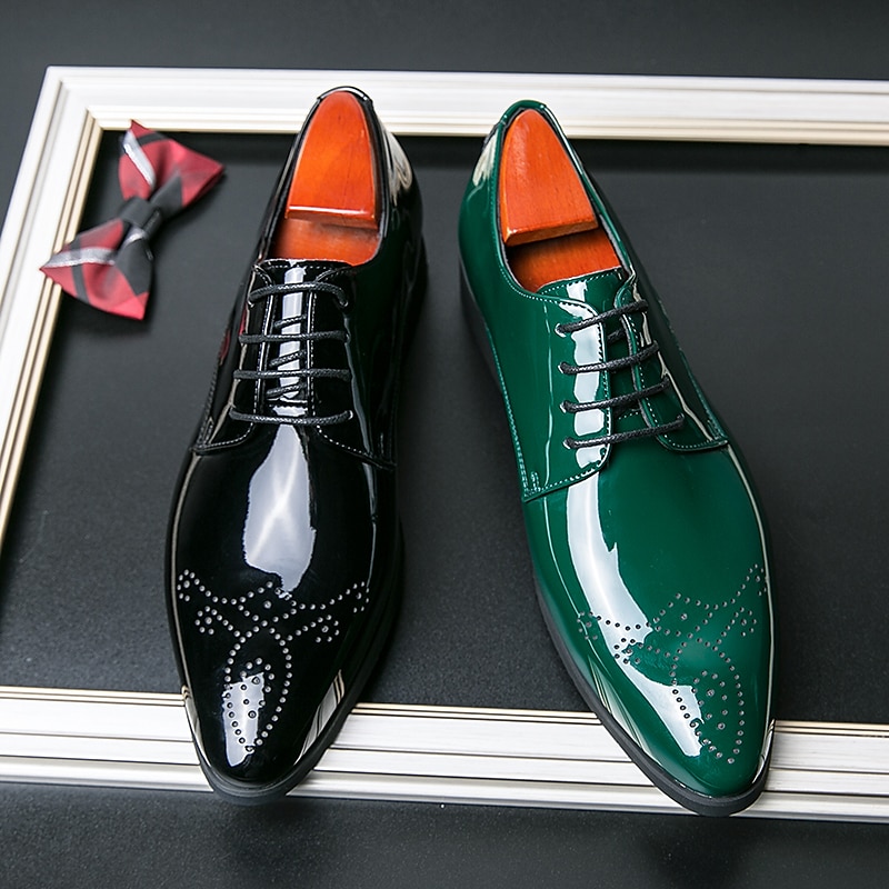 Herren Outdoor Derby-Schuhe Bullock Schuhe Abendschuhe Karierte Schuhe im britischen Stil Geschäftlich Britisch Party & Abend St. Patricks Day PU Schnürsenkel Schwarz Grün Farbverlauf Frühling Herbst 2025 - $54.99 –P4
