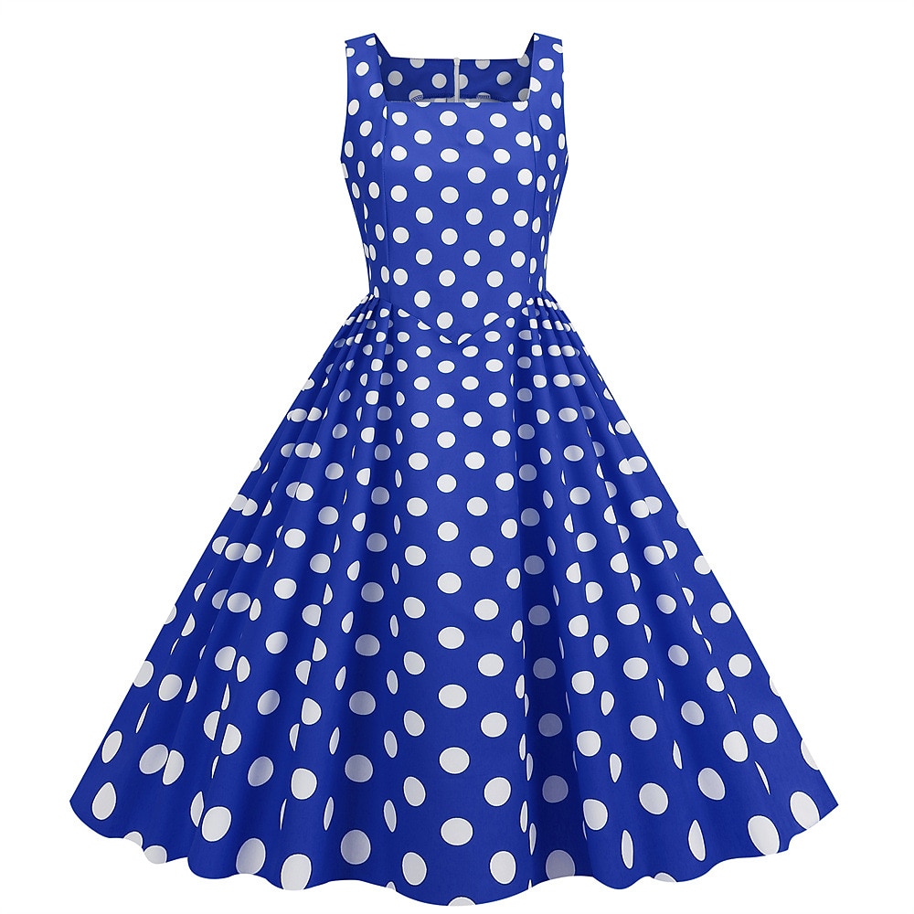 Retro Vintage 1950er Rockabilly Knielang Swing-Kleid Ausgestelltes Kleid Ärmellos Tupfen Kostüm Damen Karneval Maskerade Party / Abend Alltagskleidung Lässig Erwachsene Kleid Frühling & Sommer 2026 - $23.99 –P9