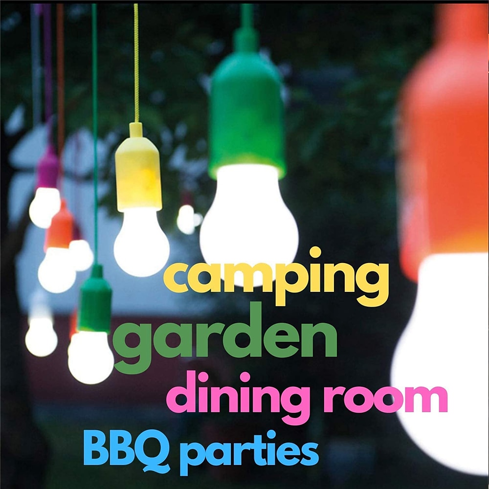 1/4/8 Pcs LED Portable Colorful Pull Cord Light Tent Camping Pull Cord Light Bulb Retro Lighting Light Pull Cord Night Light 2025 - $8.49 –P1