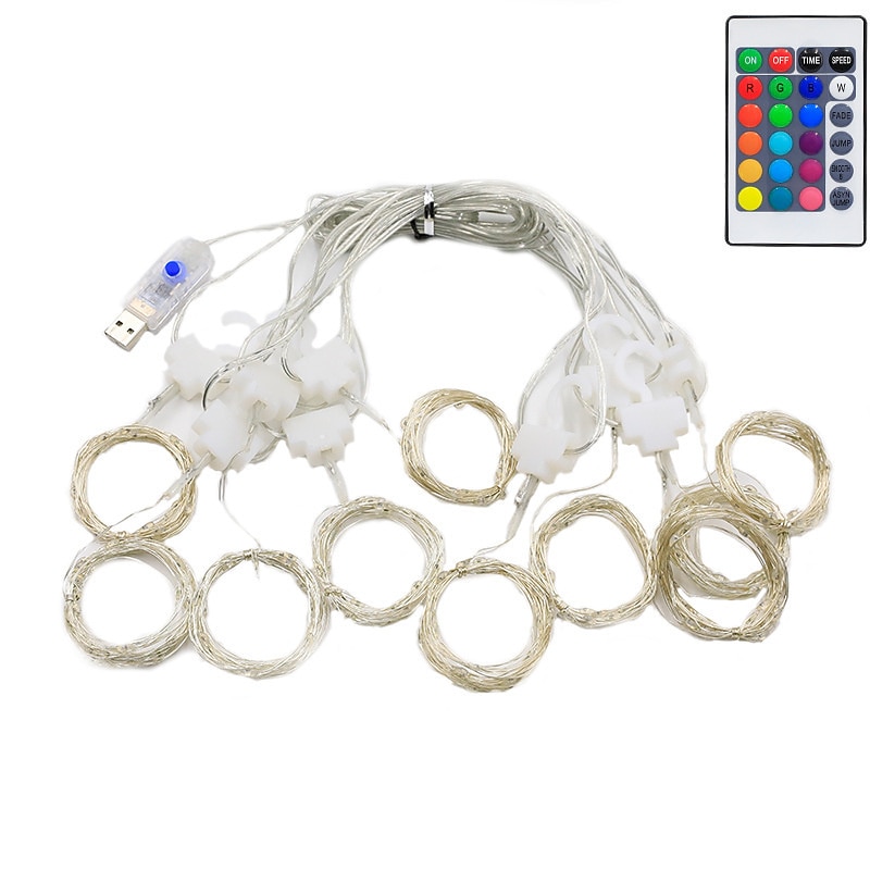 Luces de cortina de ventana de cambio de color 3M x 3M luces colgantes LED alimentadas por USB con control remoto para dormitorio bodas y decoración de paredes - 16 colores 2026 - $49.99 –P8