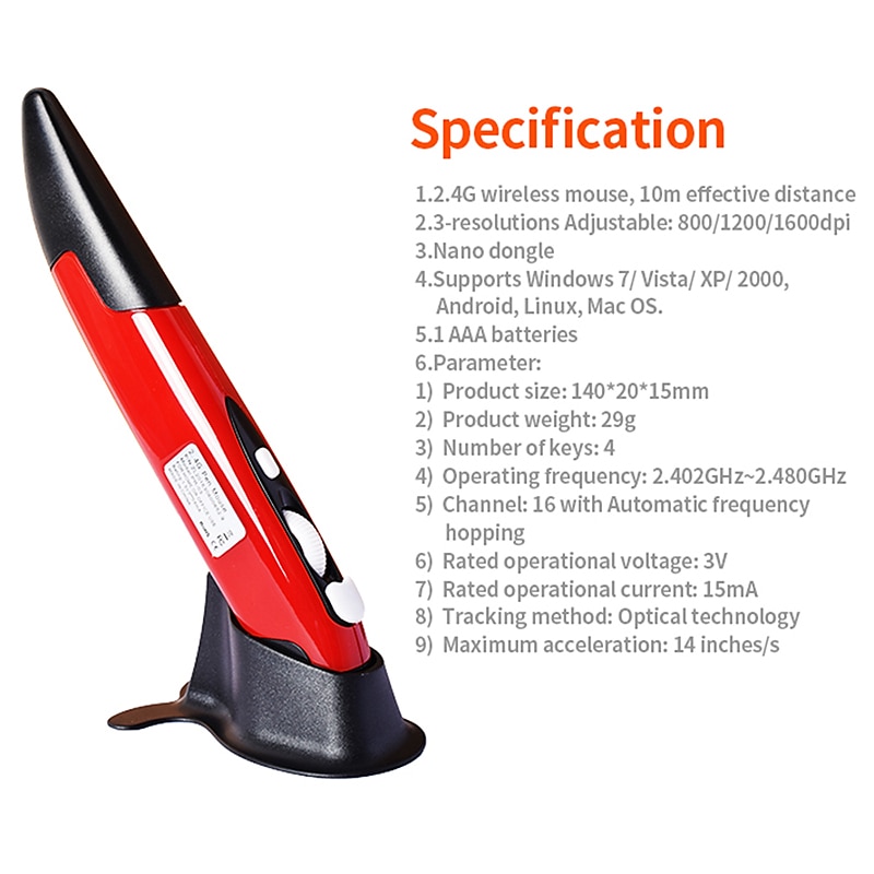 2.4GHz USB беспроводная оптическая ручка-мышь умная мышь для ПК ноутбука мини 2.4GHz USB беспроводная воздушная мышь оптическая ручка для ноутбуков и ПК 2025 - $22.99 –P1