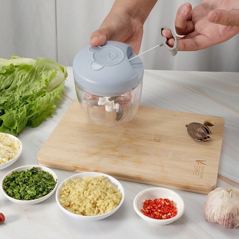 900ML Garlic Chopper Manual Rotate Vegetable Cutter Chopper Slicer