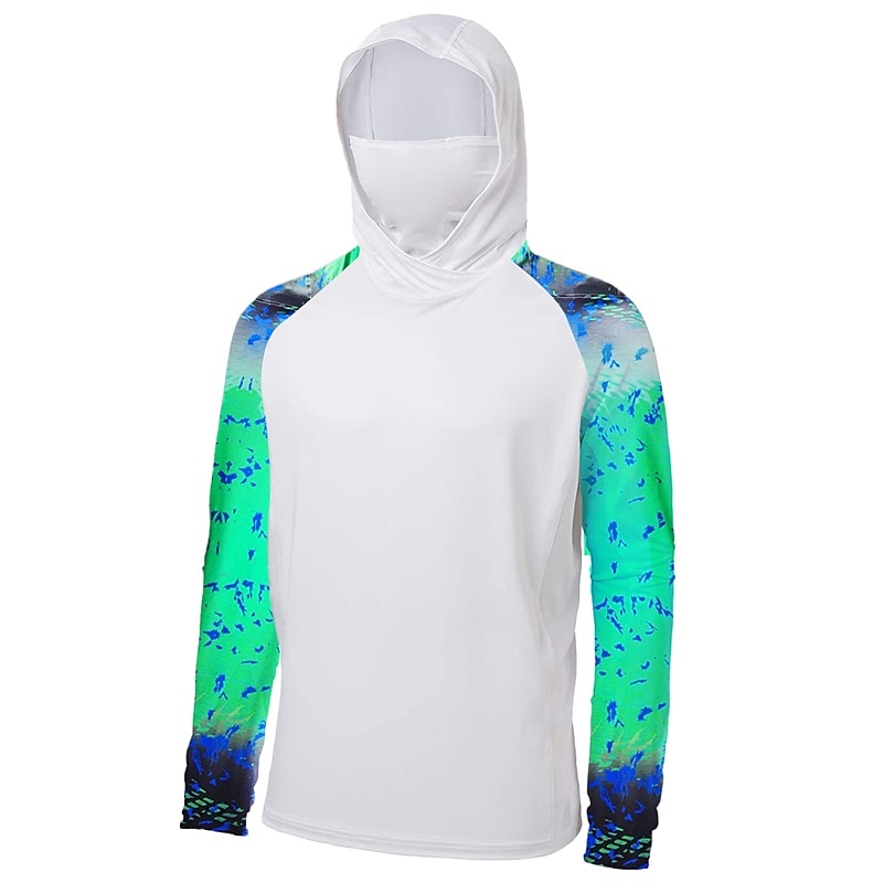 Men's Fishing Shirt Hooded Outdoor Long Sleeve UPF50+ UV Protection  Breathable Quick Dry Lightweight Top Summer Spring Outdoor Fishing Yellow  Blue Green 2024 - $23.99