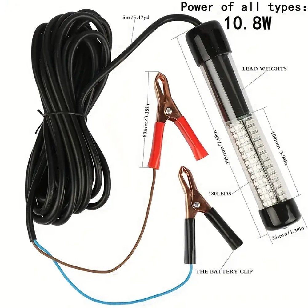 Подводный светильник для рыбалки, погружной светильник для поиска рыбы, светодиодный инновационный компактный дизайн с кабелем 5 м, 1 шт. 2026 - $33.99 –P7