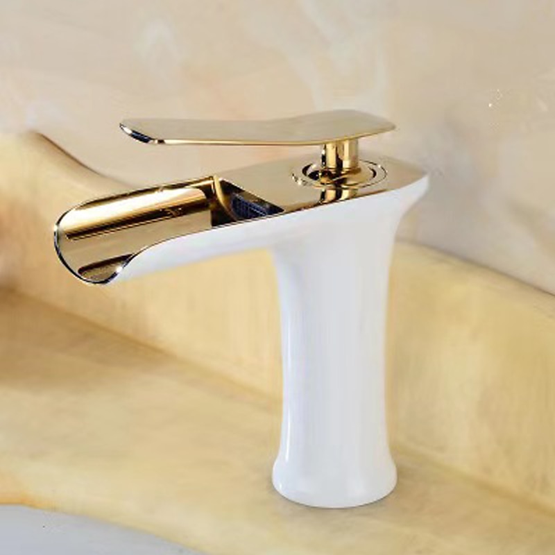 Waterfall Bathroom Sink Mixer Faucet 4.7" Spout, Mono Wash Basin Single Handle Basin Taps Washroom with Hot and Cold Hose, Monobloc Vessel Water Brass Tap Deck Mounted 2025 - $89.99 –P11