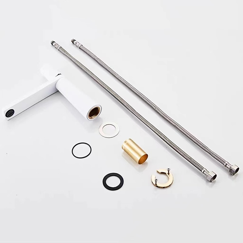 смеситель для раковины в ванной комнате, моноблочные смесители для умывальника, одна ручка, одно отверстие для монтажа на столешницу, со шлангом для горячей и холодной воды, краны для латунных сосудов 2026 - $85.99 –P2