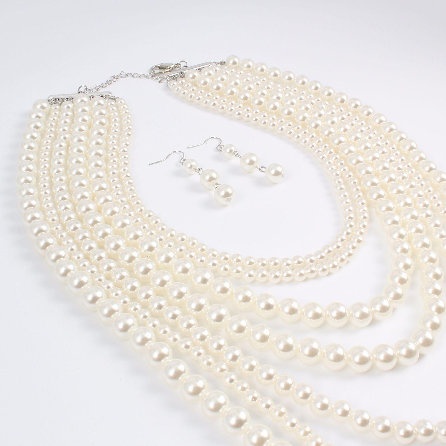 gargantilla de perlas collar pendientes 2 piezas accesorios flapper vintage 1920s roaring 20s art deco para mujeres 2026 - $15.49 –P4