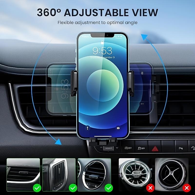 StarFire Mobile Phone Holder For Car Air Outlet 360 Degree Rotation StablePhone Mount Compatible For Android/IOS Suitable For 4-7 Inches Smart Phone Black 2025 - $17.99 –P4
