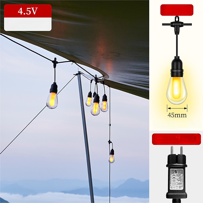 Flickering S14 Flame String Lights 5M 10 LED /10M 20LED String Lights for Outside Plug in Garden Lights for Halloween Christmas Connectable Backyard Decorative Lights Cafe Bistro Patio 2025 - GBP £53.63 –P2