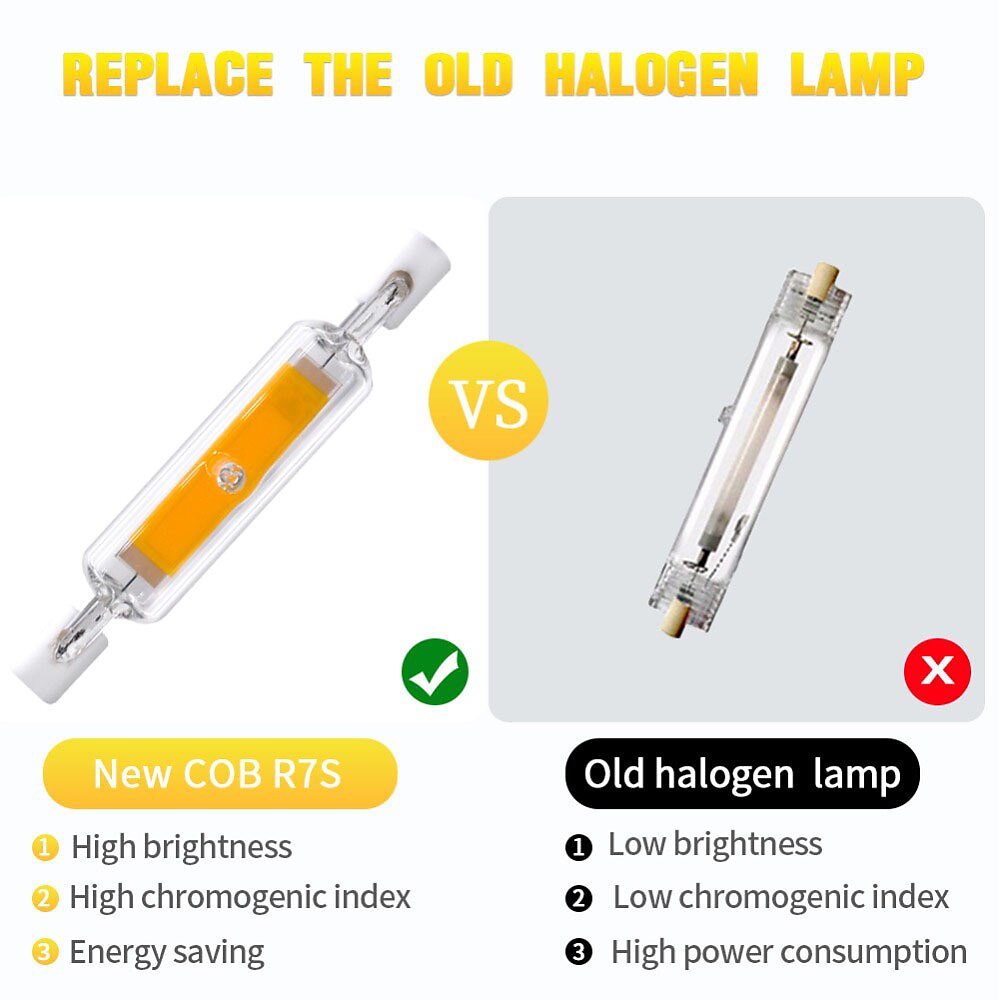 R7S LED Lamp COB Glass Tube 78MM 8W 118MM 13W Replace Halogen Bulb