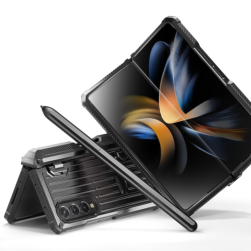 telefon Carcasă Pro Samsung Galaxy Z Fold 5 Z Fold 4 Z Fold 3 Celý kryt Flip Podpora bezdrátového nabíjení Stojánek Jednobarevné Brnění TPU PC 2025 - $48.99 –P1