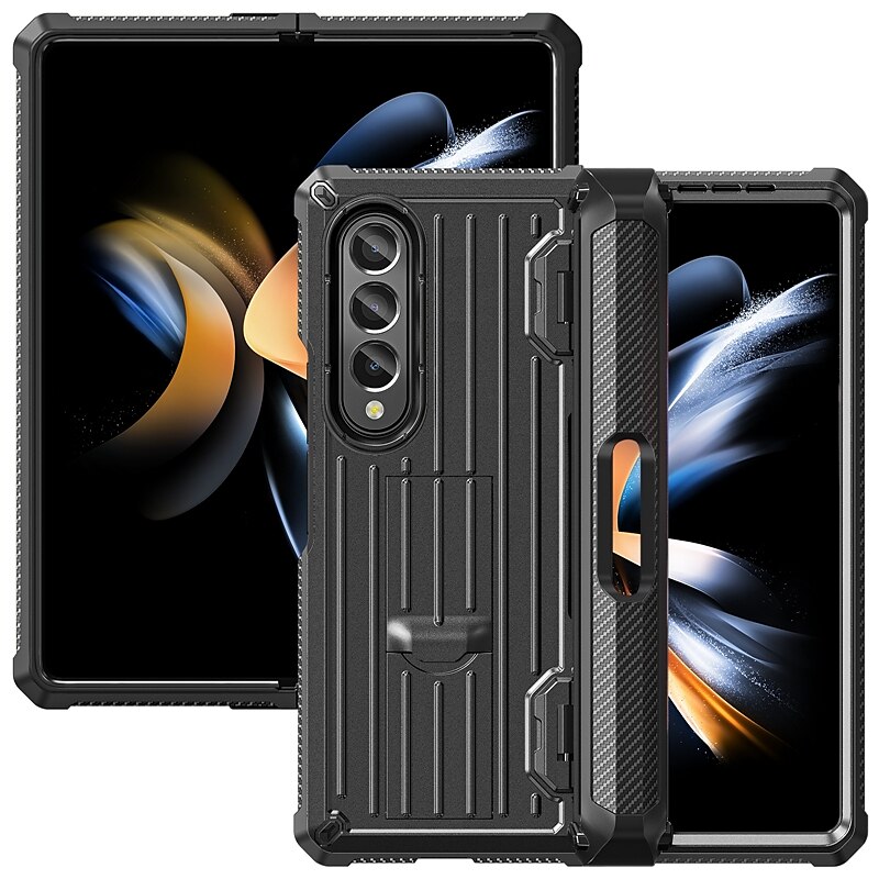 telefon Carcasă Pro Samsung Galaxy Z Fold 5 Z Fold 4 Z Fold 3 Celý kryt Flip Podpora bezdrátového nabíjení Stojánek Jednobarevné Brnění TPU PC 2025 - $48.99 –P7