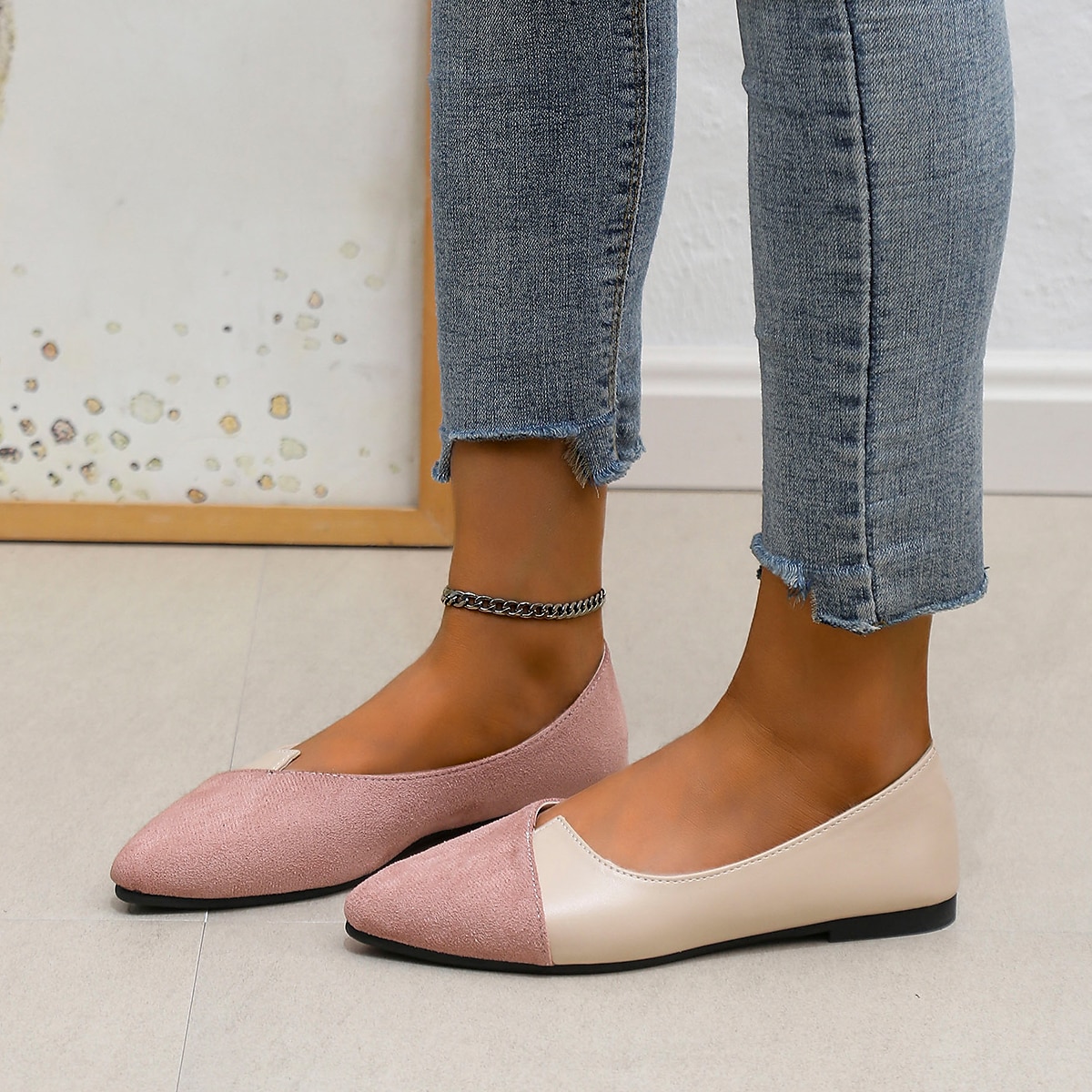 Women's Two-Tone Pointed Toe Flats – Elegant Slip-On Ballet Shoes, Comfortable Daily Wear for Work & Casual Outfits 2025 - $19.99 –P8