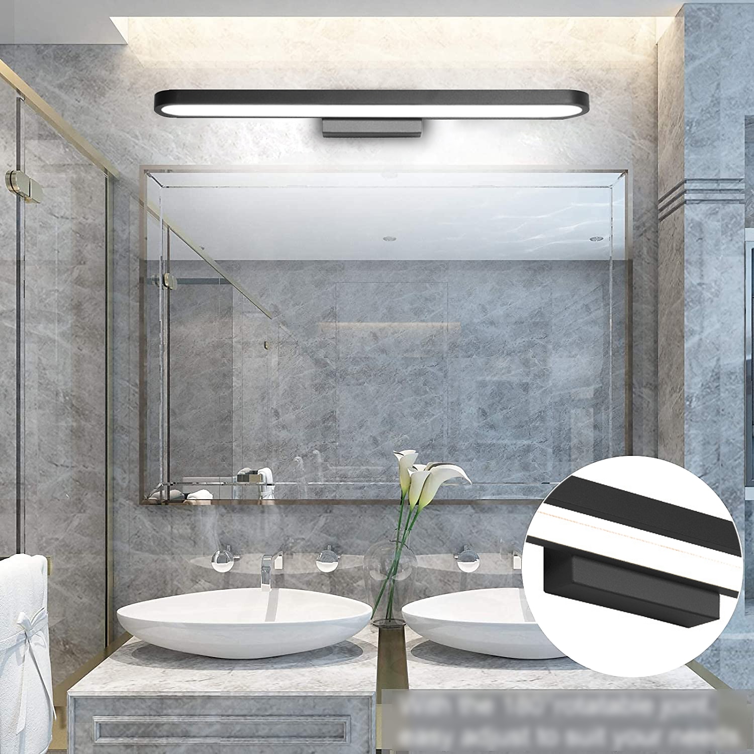 15.6in  23.5in 31.2in Modern and Minimalist Led Wall Lamp Living Room Bedroom Bathroom Dressing Table Black Coffee Mirror Front lamp AC220V AC110V 2026 - $107.99 –P4
