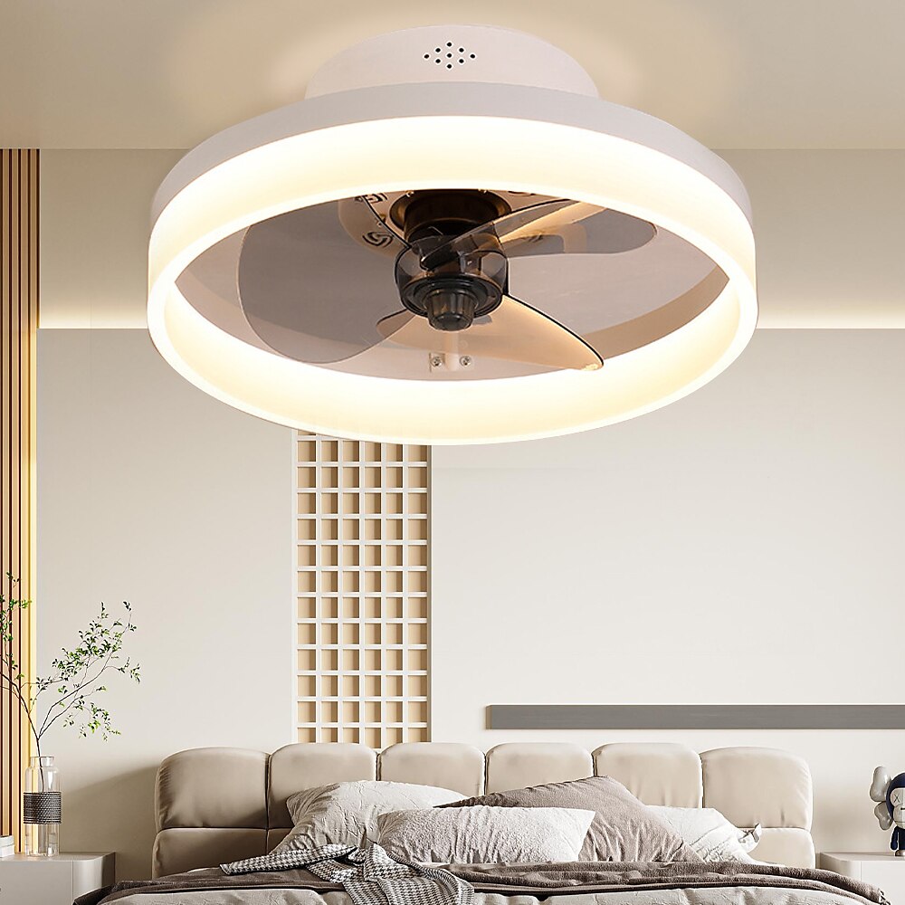 Ceiling Fans with Lights Flush Mount Low Profile Indoor Ceiling Fan,15.7" /19.6" Dimmable Bladeless Ceiling Fans with Remote Control,Smart 3 Colors 6 Speeds Reversible 2025 - $187.99 –P3