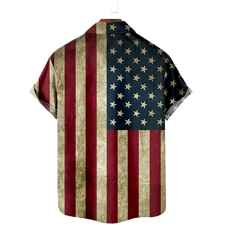 Amerikanska självständighetsdagen Herr Årgång Amerikanska flaggan Skjorta Knapp upp skjorta Kortärmad Mode Streetwear Designer Dagligen Utekväll Självständighetsdagen Sommar Vår Nedvikt Mönster 2025 - $24.99 –P3