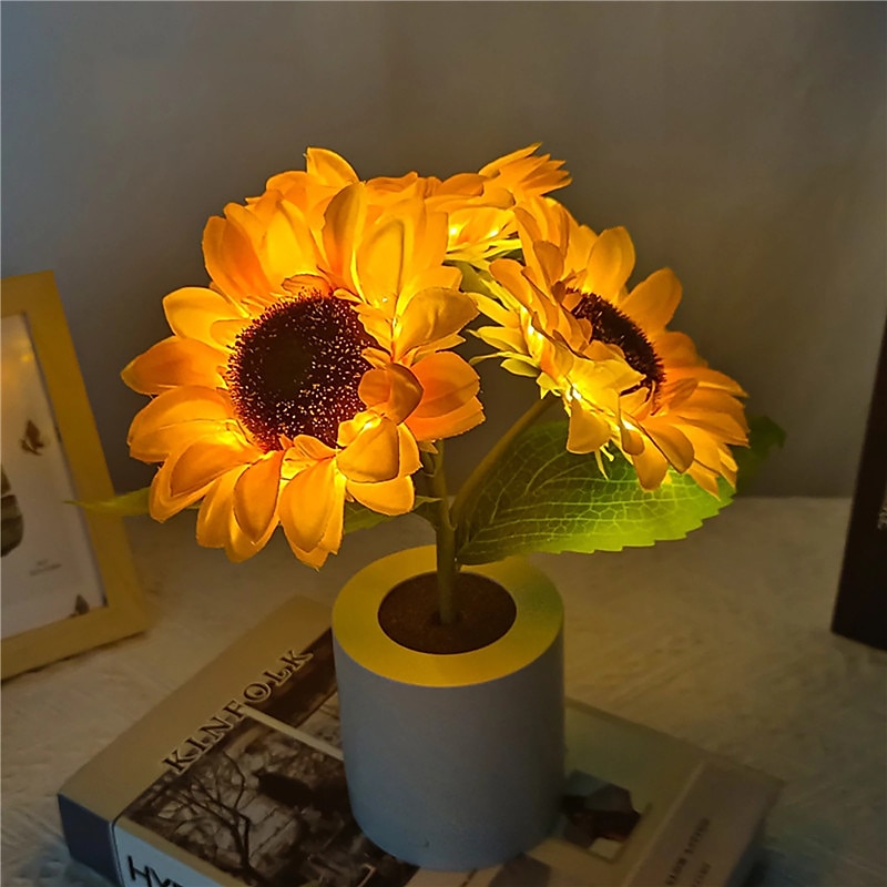 Lumină artificială de noapte cu floarea soarelui, reîncărcabilă pentru acasă, lampă decorativă, lumini de noapte creative pentru copii, prieten, cadou de sărbători, lumină LED 2025 - $44.99 –P3