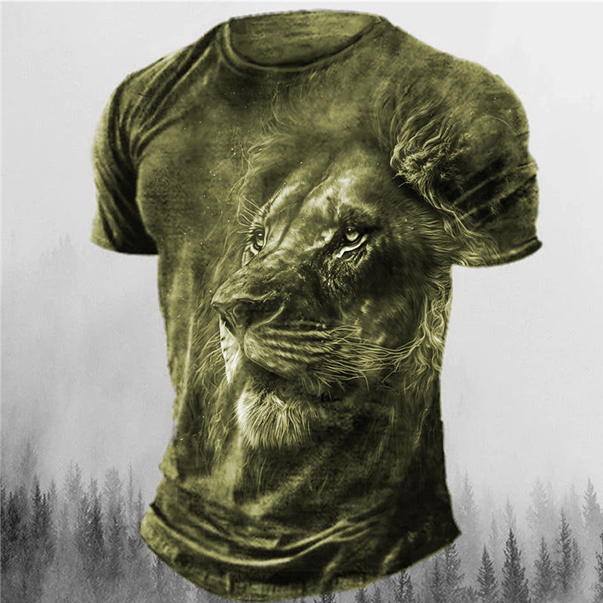 Herre Grafisk Dyr Løve T skjorte retro skjorter Kortermet T skjorte 3D-utskrift Crew-hals Skjorte Årgang Mote Designer utendørs Daglig Sport Rød Blå Brun Vår sommer Klær S M L XL 2XL 3XL 2025 - $17.99 –P4