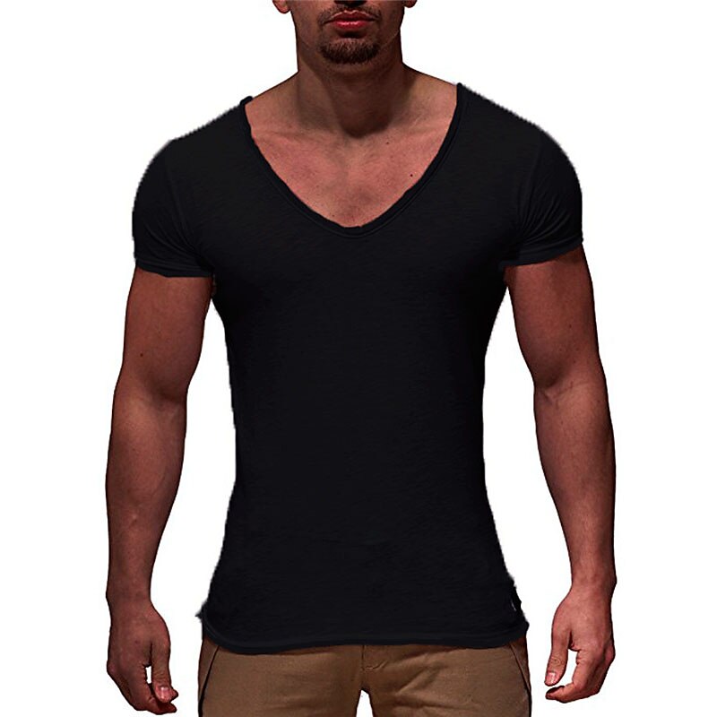 Miesten T-paita Lyhyt hiha V kaula-aukko Kesä Tavallinen Muoti Suunnittelija Perus Loma Katu Bile Musta Valkoinen Punainen Top T-paita miehille 2025 - $11.99 –P7