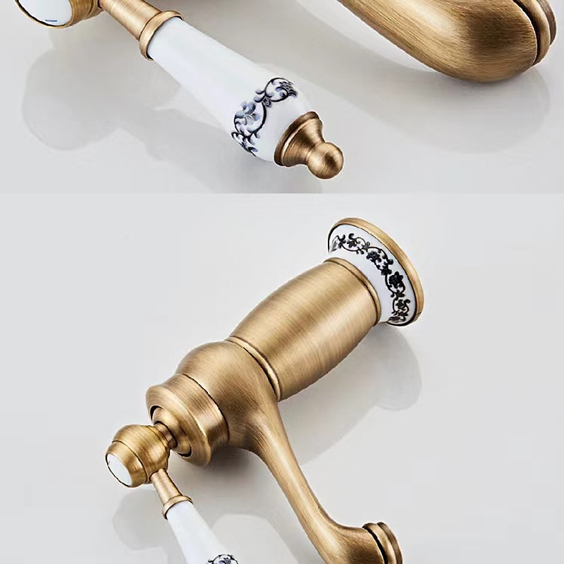 Vintage Bathroom Sink Mixer Faucet, Monobloc Washroom Basin Taps Single Handle One Hole Deck Mounted, Mono Retro Style Water Taps Hot and Cold Hose 2025 - $97.99 –P7