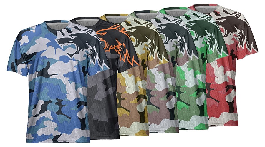 Homme Maillot de descente Manche Courte Noir Vert Véronèse Rouge Graphic camouflage Vélo Maillot Respirable Séchage rapide Polyester Des sports Graphic camouflage Vêtement Tenue de 2025 ? $15.99 –P1