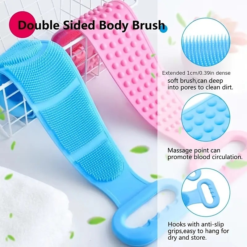 Silicone Back Scrubber For Shower.Upgrade Body Brush For Men/Women Exfoliating Long Double Side Back Scrubber Shower Brush Deep Clean SPA Massage Skin Care 2025 - $9.99 –P5