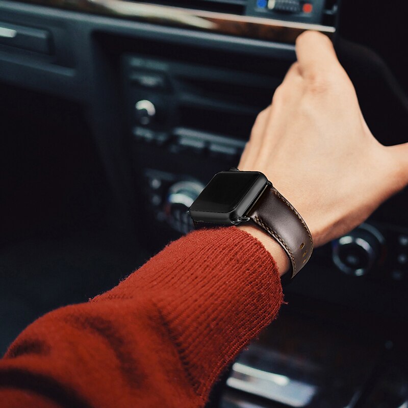 Skinnbånd Kompatibel med Apple Watch-klokkereim 38mm 40mm 41mm 42mm 44mm 45mm 49mm Justerbar Kvinner menn Ekte lær Erstatningsklokkerem til iwatch Ultra 2 Series 9 8 7 SE 6 5 4 3 2 1 2025 - $16.99 –P2