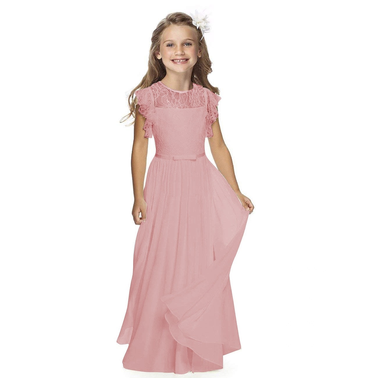 Blumenmädchenkleid Mädchen Partykleid Leistung Hochzeit Party Mode Prinzessin einfarbig Kurzarm Rundhalsausschnitt Schwarz Weiß 2025 - $39.99 –P11