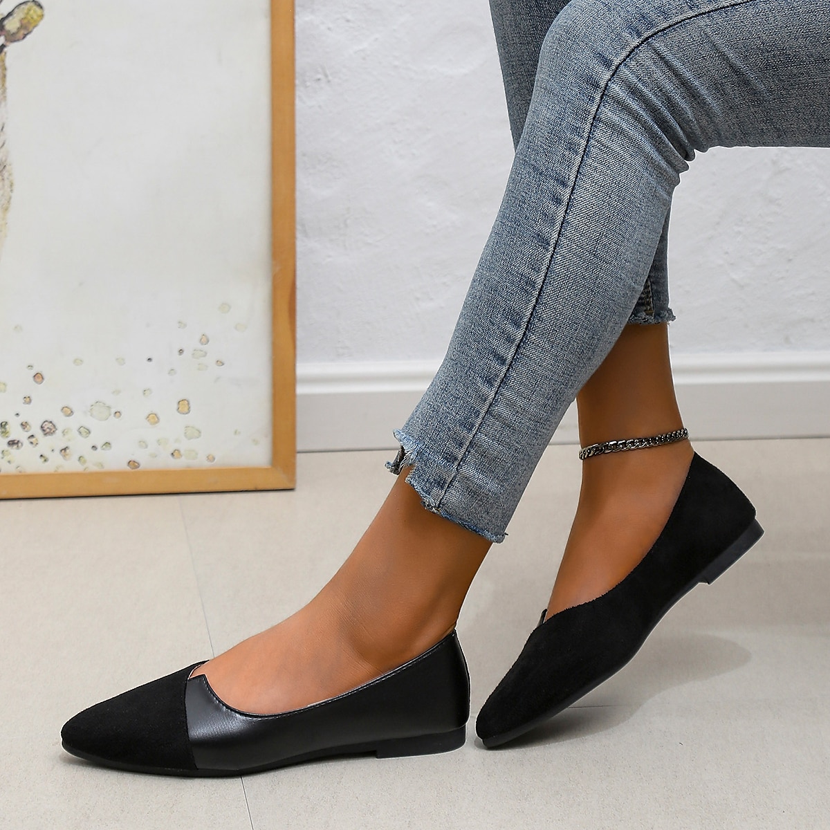 Women's Two-Tone Pointed Toe Flats – Elegant Slip-On Ballet Shoes, Comfortable Daily Wear for Work & Casual Outfits 2025 - $19.99 –P15