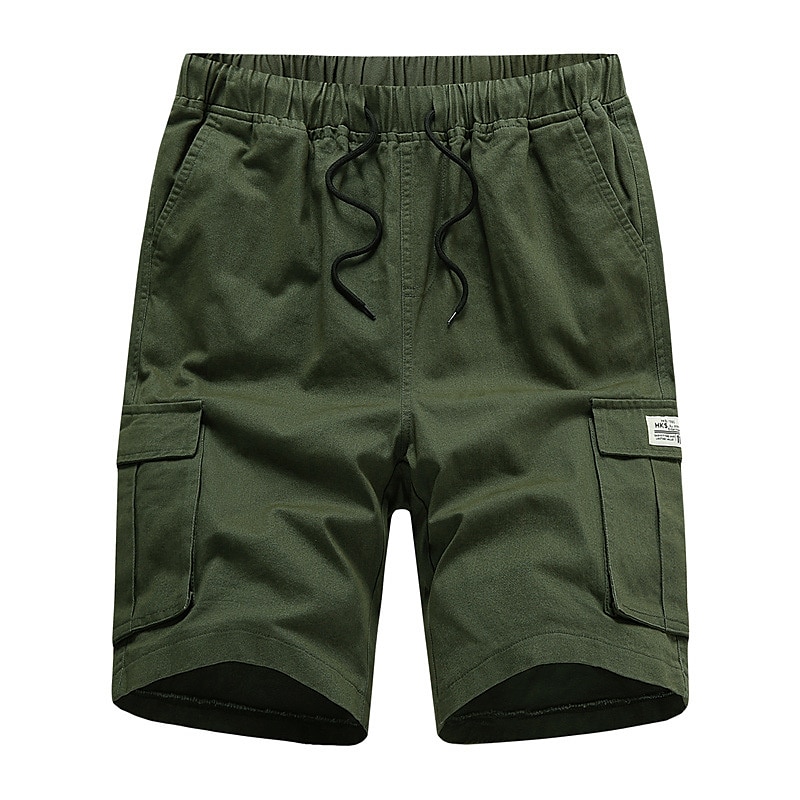 Men's Cargo Shorts Summer Shorts Drawstring Elastic Waist Multi Pocket Plain Comfort Wearable Casual Daily Holiday Sports Fashion ArmyGreen Black 2025 - $15.49 –P9