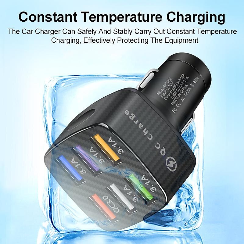 OTOLAMPARA 6USB Charger Cigarette Lighter Socket QC3.0Charger In Car Adapter Accesso For Iphone14 Pro Max Car For Samsung Huawei Xiaomi Redmi Car Charger QC3.0 2025 - $15.99 –P3