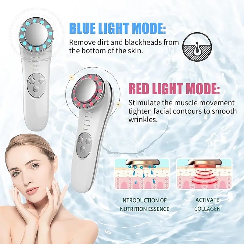 2025年 ポータブルガルバニック美顔器 7 で 1 高周波フェイスマッサージャー微電流皮膚引き締め機皮膚改善ローラーツール  コレクション – $31.99 –P2