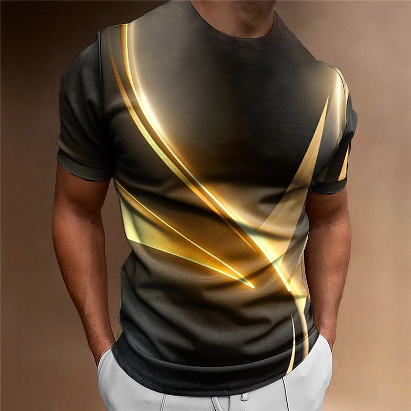 Herre Grafisk Fargeblokk T skjorte Kortermet T skjorte 3D-utskrift Crew-hals Skjorte Årgang Mote Designer utendørs Daglig Sport Gul Blå Lilla Vår sommer Klær S M L XL 2XL 3XL 2025 - $17.99 –P1