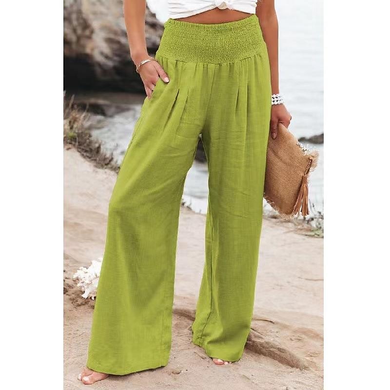 Dame Store størrelser lounge Bukser Mote Fritid Myk Ren farge Lomme Bukse Feriereise Hjem Daglig Lang bukse Svart Hvit Lysegrønn Rosa Militærgrønn Sommer Vår 2025 - $18.99 –P4