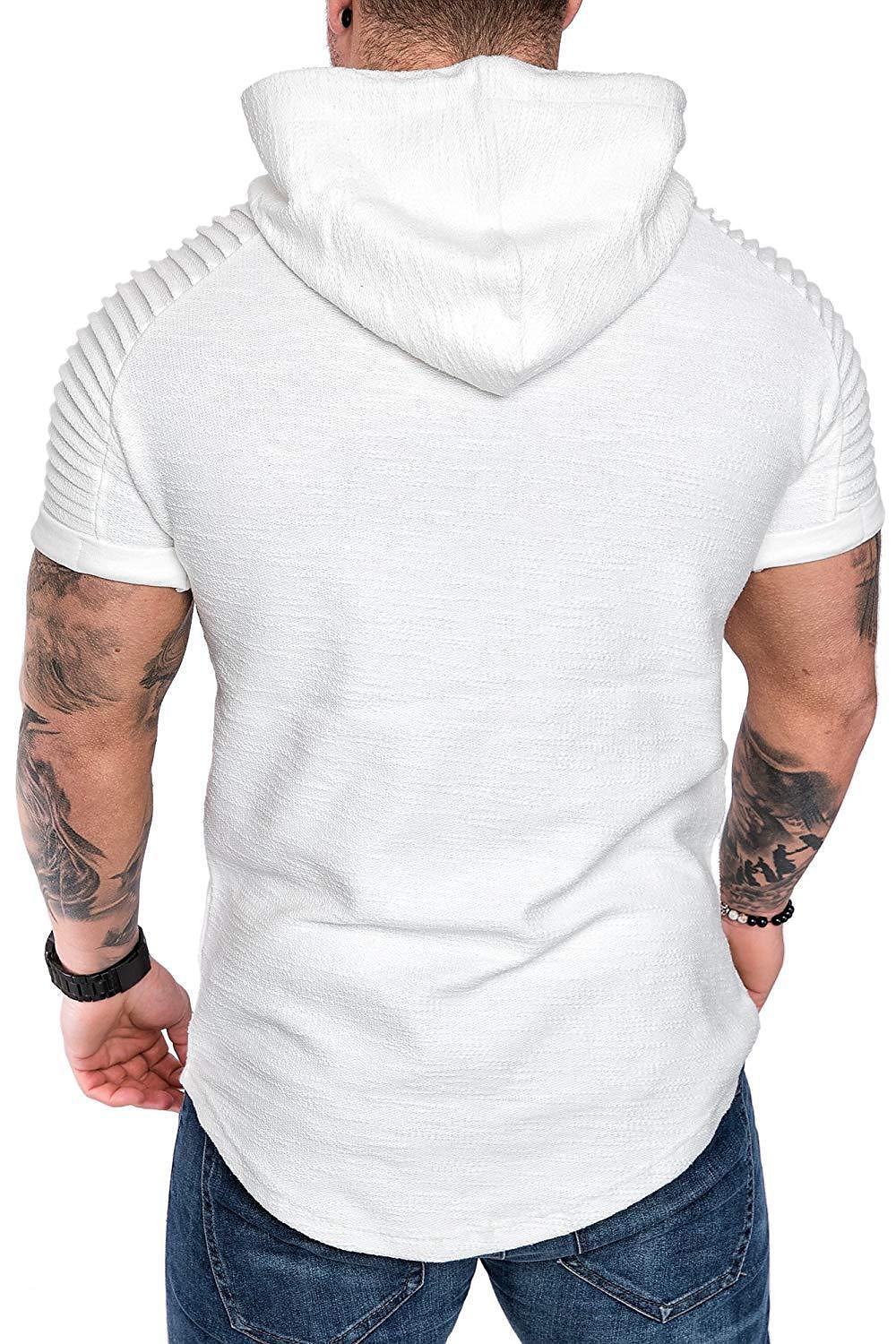 Hombre Camiseta Camiseta superior Mangas cortas Con Capucha Verano Plano delgado plisado Moda Deportes Básico Vacaciones Calle Noche Negro Blanco Azul Marino Camiseta superior para hombre 2025 - $16.99 –P6