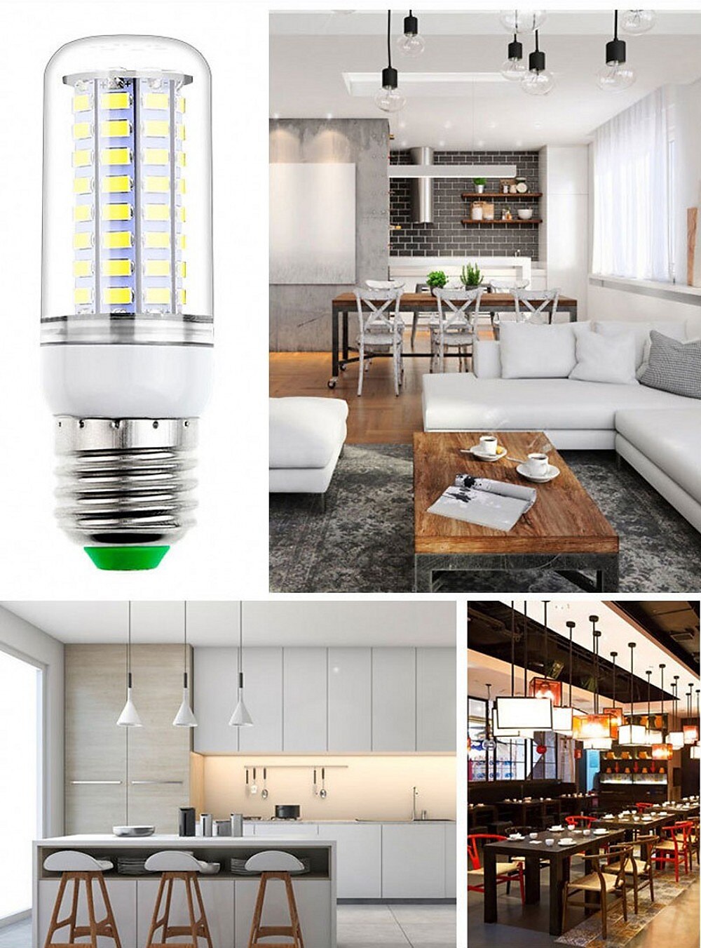e27 led-lamppu e14/g9 led-lamppu smd5730 220v maissipolttimo kattokruunu kynttilän led-valo kodin sisustukseen 2025 - $8.99 –P1