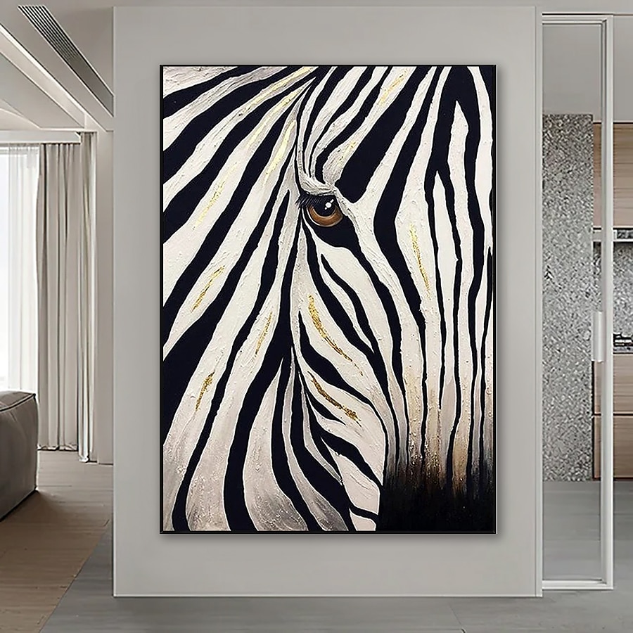 oljemålning 100 % handgjord handmålad väggkonst på duk abstrakt landskap zebra djur modern heminredning dekor rullad duk utan ram osträckt 2025 - $91.99 –P2