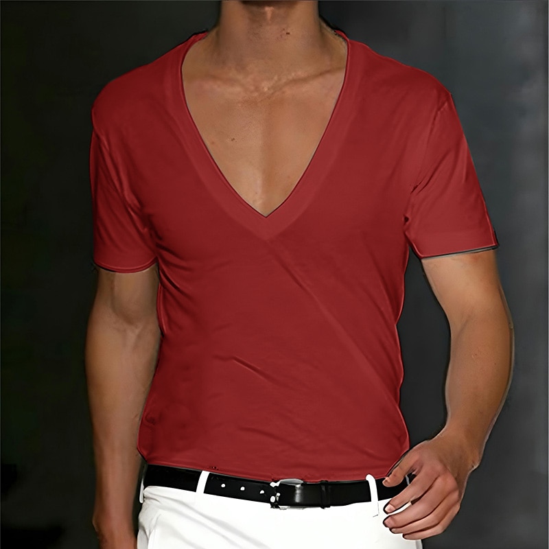 Pánské Tričko Tričko Top Krátké rukávy Do V Léto Bez vzoru Designové Základní Moderní soudobé Klasický styl Dovolená ulice Jdeme ven Černá Bílá Červená Top tričko pro muže 2025 - $12.99 –P4