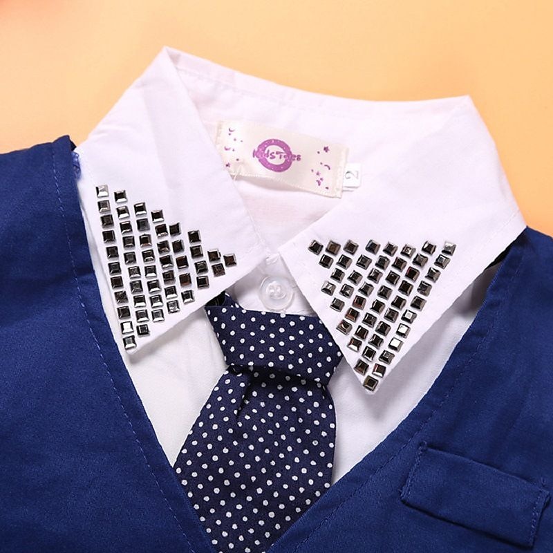 pojkar 4 st kostymset skjorta & byxor formella set kläder set outfit enfärgad långärmad set formellt mode sommar vår 7-13 år blå 2025 - $26.99 –P2