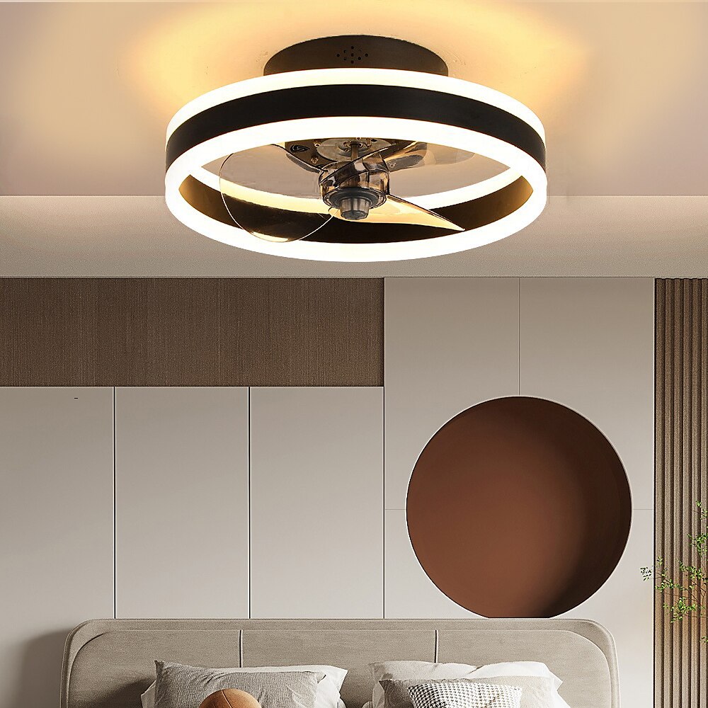 Ceiling Fans with Lights Flush Mount Low Profile Indoor Ceiling Fan,18.7" Dimmable Bladeless Ceiling Fans with Remote Control,Smart 3 Colors 6 Speeds Reversible 2025 - $215.89 –P3