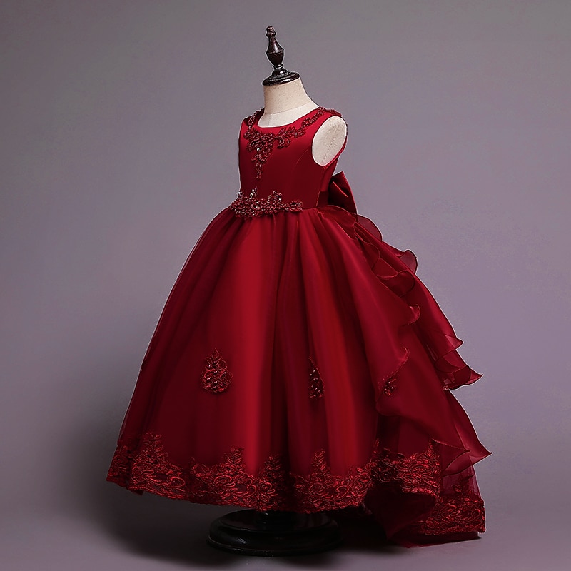 Abito da damigella d'onore bambina Da ragazza Vestito Abito da principessa Vestito da festa Formale Matrimonio Feste Elegante Da cerimonia Dolce Fiore decorativo Senza maniche Girocollo Bianco Rosa del 2025 a $56.99 –P2