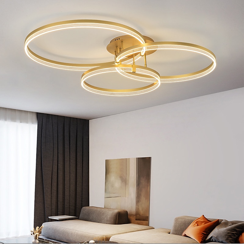 plafoniera led 30+40+50cm 3 lumini inel design cerc reglabil aluminiu finisaje vopsite luxos stil modern sufragerie dormitor lampi suspendate 110-240v doar reglabil cu telecomanda 2025 - $374.29 –P2