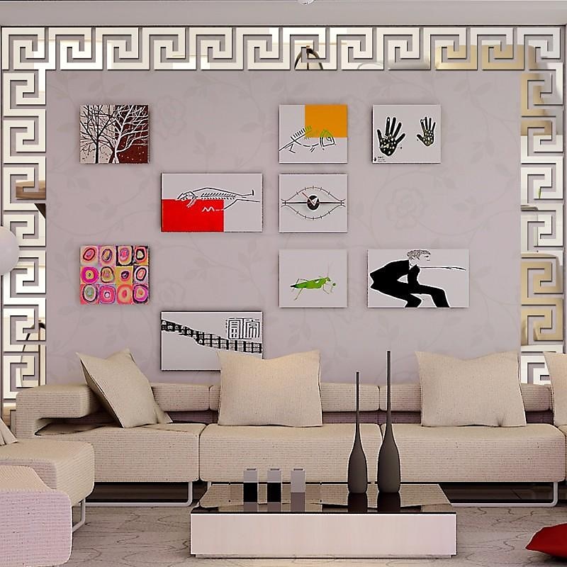 1 stk 10x10cm speilklistremerker, gjør-det-selv peeling &amp; stick 3d akryl labyrint mønster kant tak klistremerker vegg dekor hjem kunst veggmaleri bryllup rom hotell dekal 2025 - $3.49 –P4